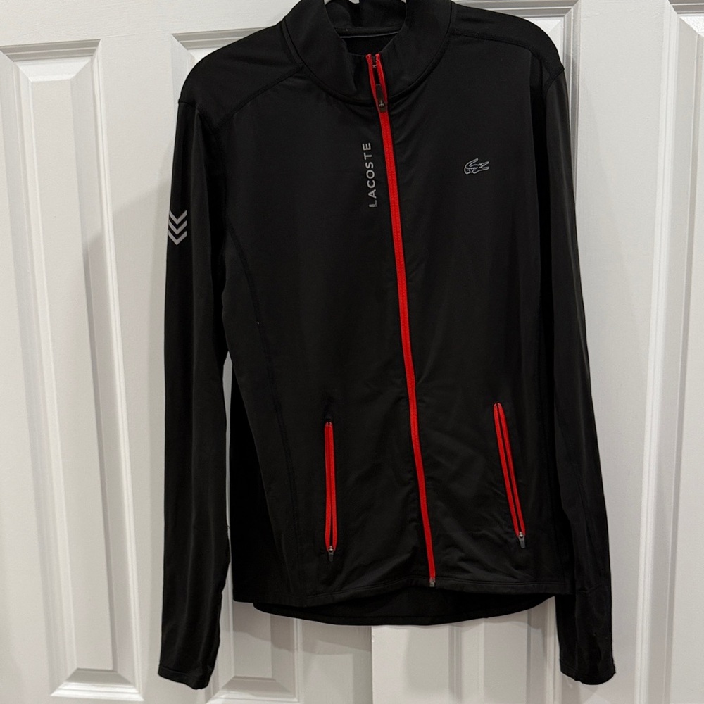 Lacoste Black Jacket with Red Accents